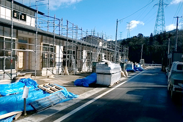 宮城県女川町 復興公営住宅建設作業の様子