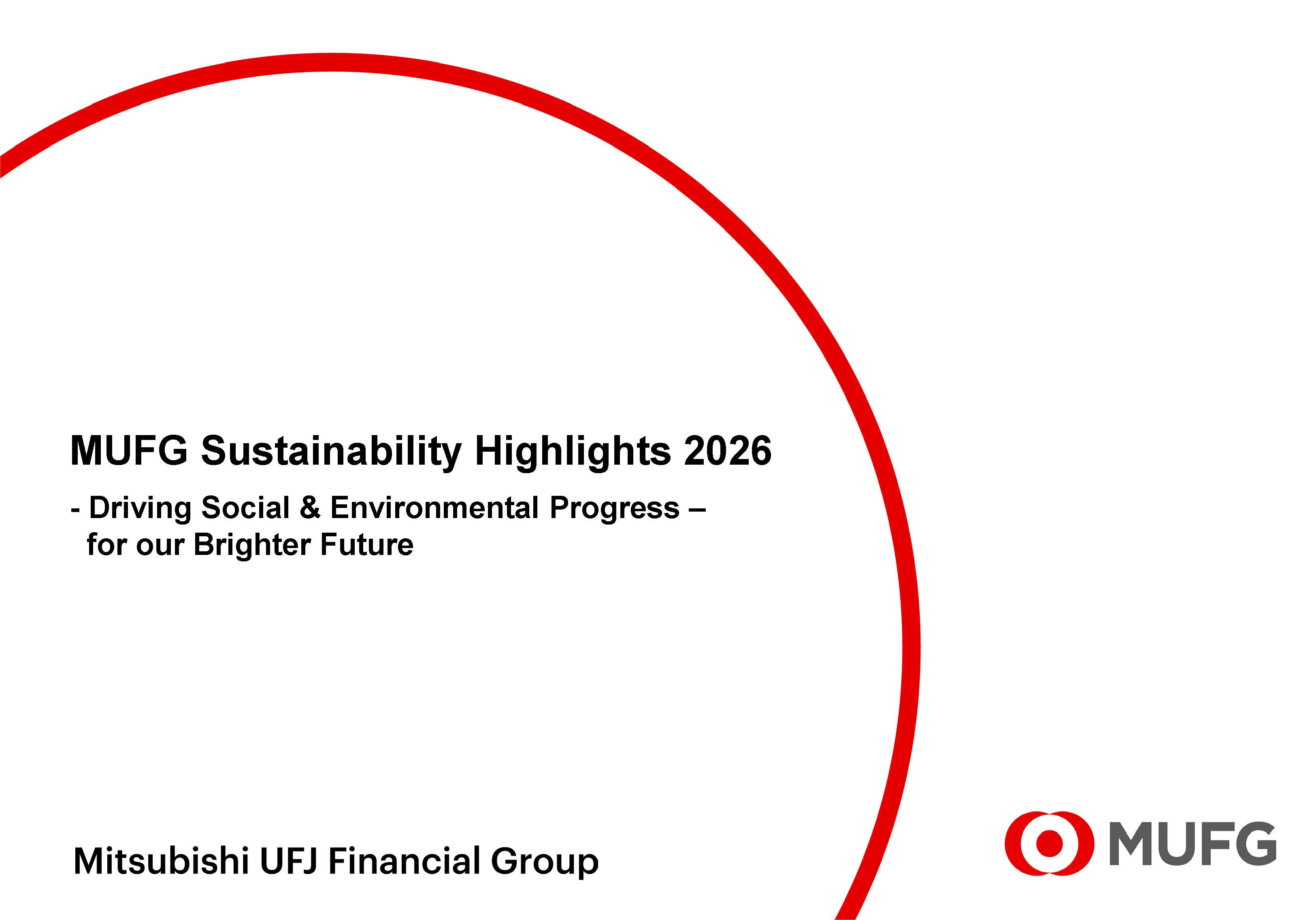MUFG Sustainability Highlights 2026