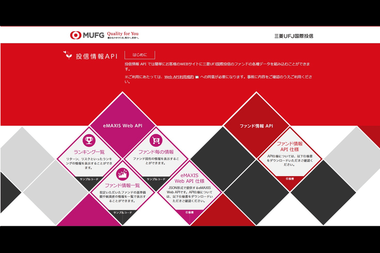 投資信託にリアルタイム性を　三菱UFJ国際投信が「ファンド情報API」の公開を開始